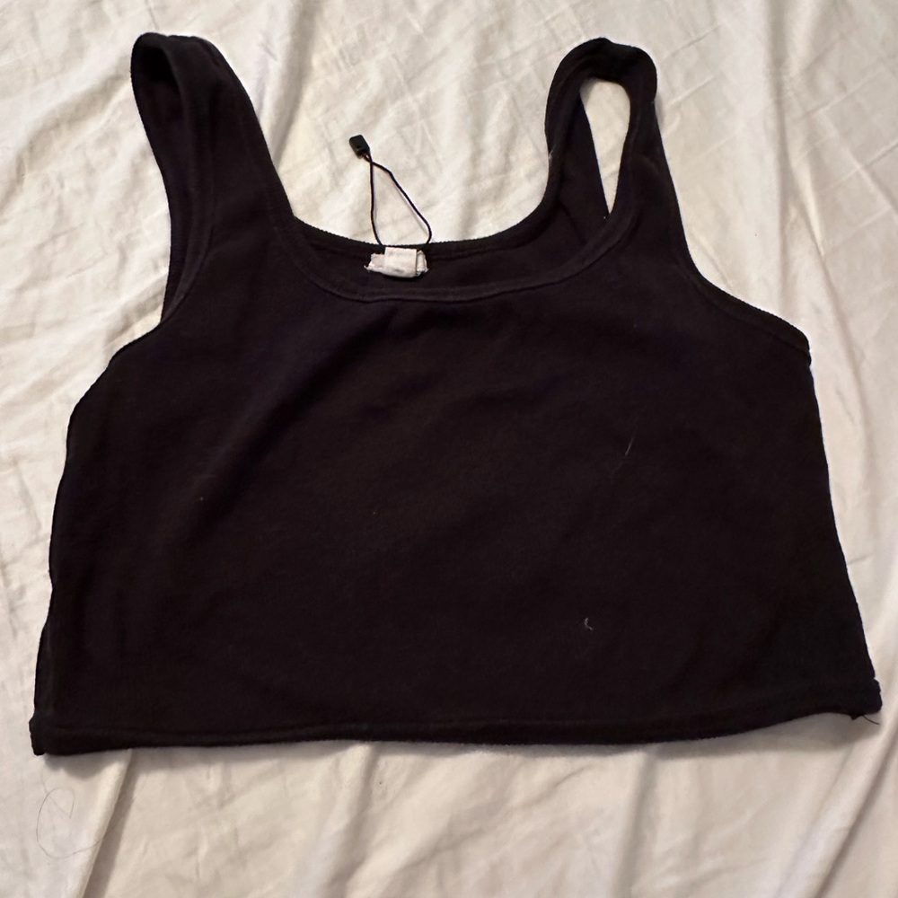 Garage Black Fitted Sleeveless Crop Tank Top